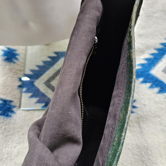 Distressed Army Green Leather Messenger Bag - Picture 6 of 9